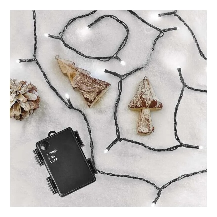 LED Karácsonyi kültéri lánc 80xLED/3xAA 6,1m IP44 hideg fehér