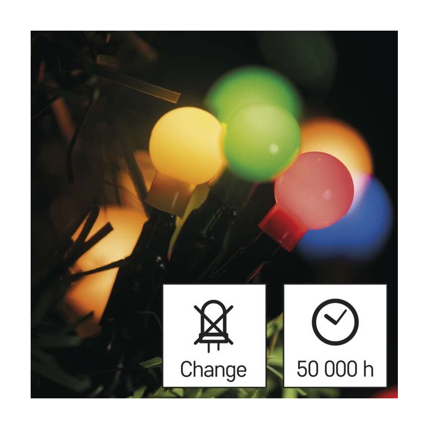 LED Karácsonyi kültéri lánc 80xLED/8 mód 13m IP44 többszínű