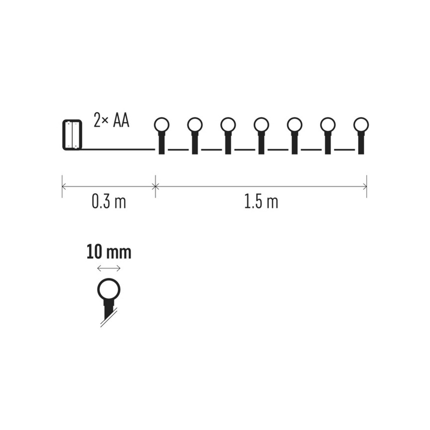 LED Karácsonyi lánc 20xLED/0,72W/3V 1,5 m