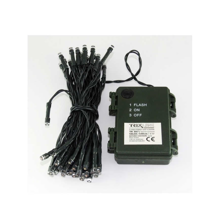 LED Karácsonyi lánc  5,4 m 50xLED/3xAA színes