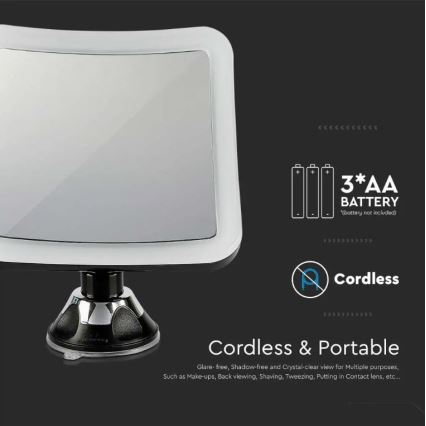 LED Kozmetikai tükör LED/3,2W/4,5V 3xAA IP44