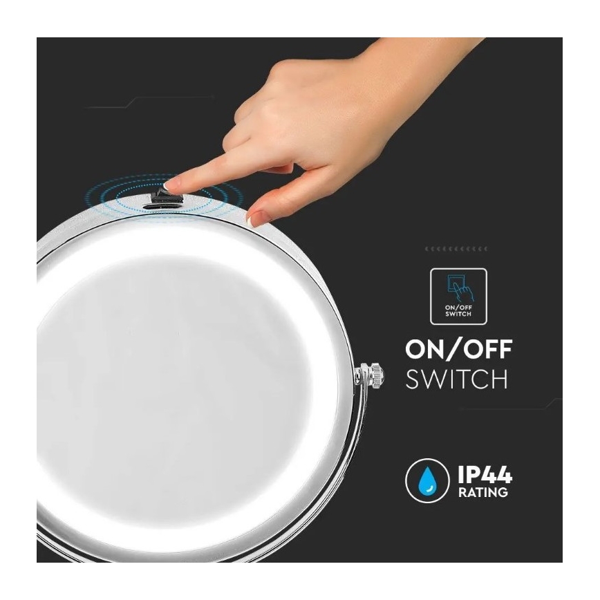 LED Kozmetikai tükör LED/3W/6V 4xAA IP44