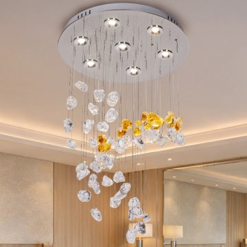 LED kristály mennyezeti lámpa AVARA LED/24W/230V, átmérő 40 cm, fényes króm + távirányító
