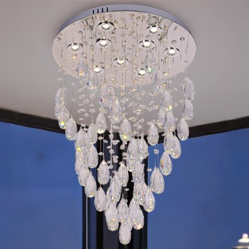 LED kristály mennyezeti lámpa MAJURO LED/30W/230V, átmérő 45 cm, fényes króm + távirányító