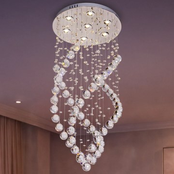 LED kristály mennyezeti lámpa NAURU LED/24W/230V átm. 40 cm, fényes króm + távirányító