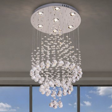 LED kristály mennyezeti lámpa NAURU LED/24W/230V Ø 40 cm, fényes króm + távirányító