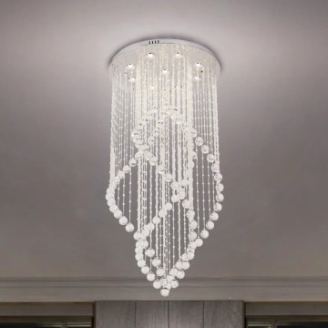LED kristály mennyezeti lámpa NAURU LED/30W/230V átm. 60 cm fényes króm + távirányító