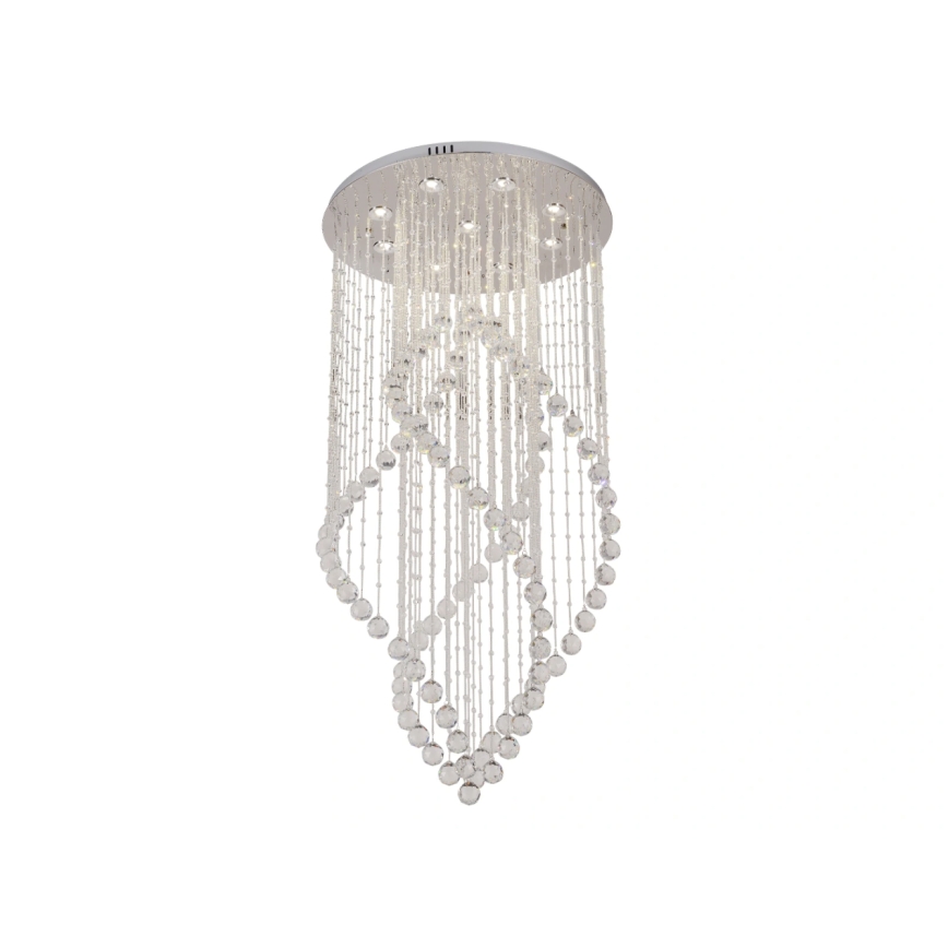 LED kristály mennyezeti lámpa NAURU LED/30W/230V átm. 60 cm fényes króm + távirányító