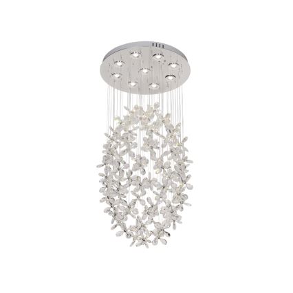 LED kristályos mennyezeti lámpa SAMOA LED/30W/230V átm. 40 cm fényes króm + távirányító