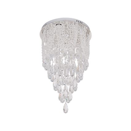 LED kristály mennyezeti lámpa MAJURO LED/30W/230V átm. 40 cm fényes króm + távirányítóval