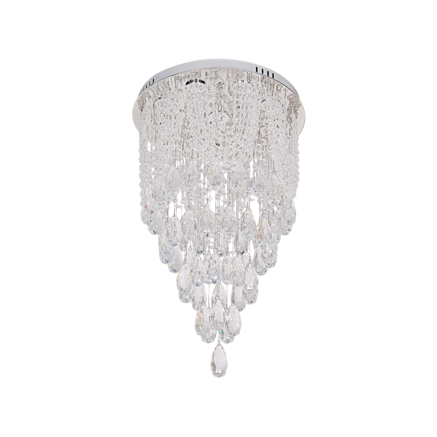 LED kristály mennyezeti lámpa MAJURO LED/30W/230V átm. 40 cm fényes króm + távirányítóval