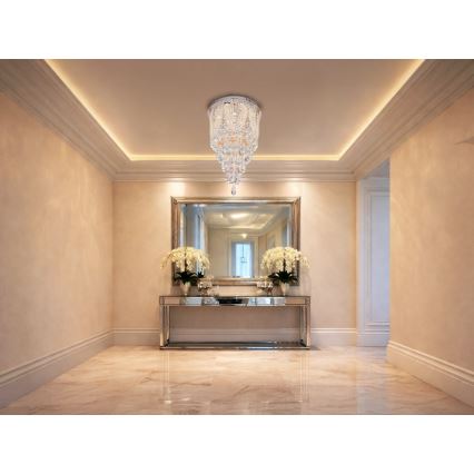 LED kristály mennyezeti lámpa MAJURO LED/30W/230V átm. 40 cm fényes króm + távirányítóval