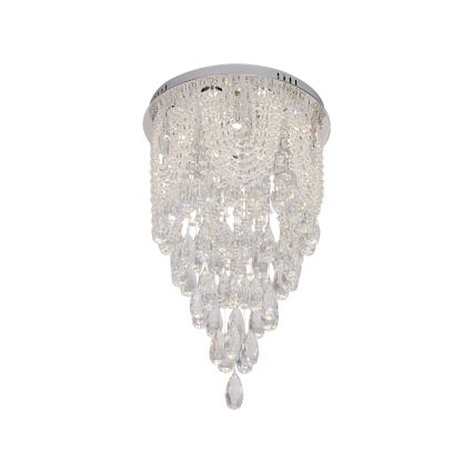 LED kristály mennyezeti lámpa MAJURO LED/30W/230V átm. 40 cm fényes króm + távirányítóval