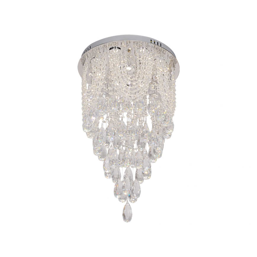 LED kristály mennyezeti lámpa MAJURO LED/30W/230V átm. 40 cm fényes króm + távirányítóval