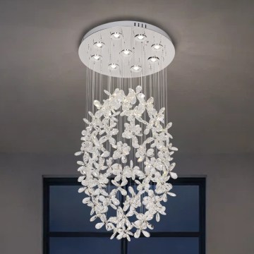 LED kristályos mennyezeti lámpa SAMOA LED/30W/230V átm. 40 cm fényes króm + távirányító