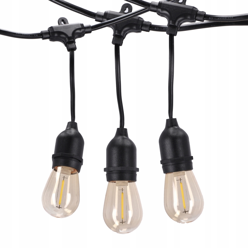 LED kültéri dekorációs fényfüzér 20xE27/1W/230V 11,44 m IP44 fekete