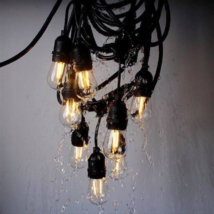 LED kültéri dekorációs fényfüzér 20xE27/1W/230V 20,94 m IP44 fekete