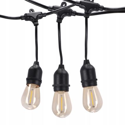 LED kültéri dekorációs fényfüzér 20xE27/1W/230V 20,94 m IP44 fekete