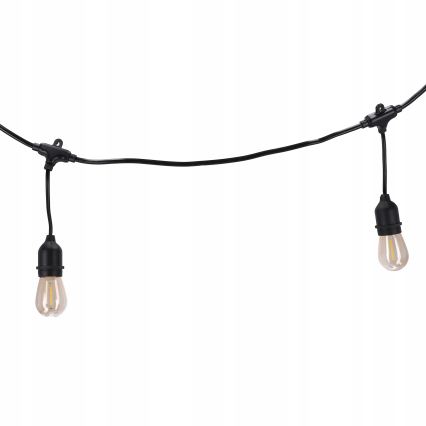 LED kültéri dekorációs fényfüzér 20xE27/1W/230V 20,94 m IP44 fekete