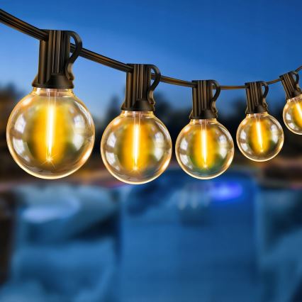 LED kültéri dekorációs fényfüzér 25xE12/1W/230V 17,5 m IP65 fekete