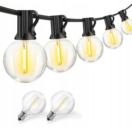LED kültéri dekorációs fényfüzér 25xE12/1W/230V 17,5 m IP65 fekete