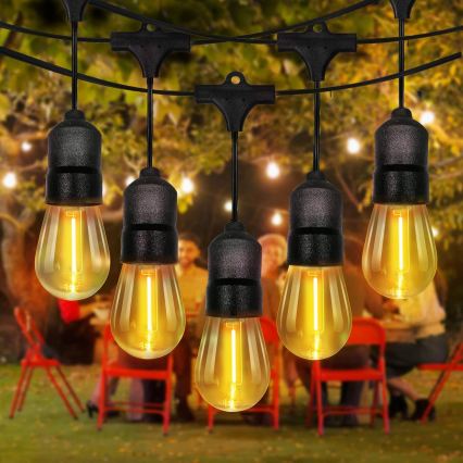 LED kültéri dekorációs fényfüzér 30xE27/1W/230V 16,44 m IP44 fekete