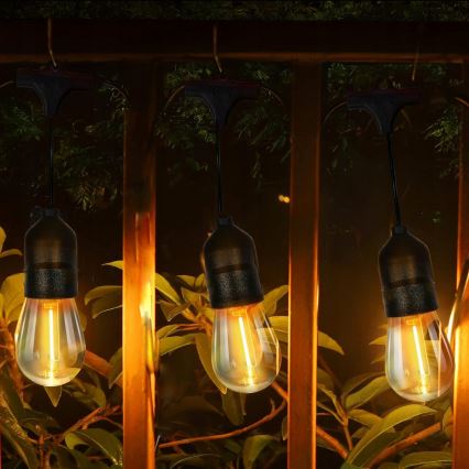 LED kültéri dekorációs fényfüzér 30xE27/1W/230V 16,44 m IP44 fekete