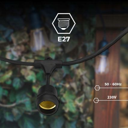 LED Kültéri dekorációs fényfüzér 5xE27/1W/230V 5,94 m IP44 fekete