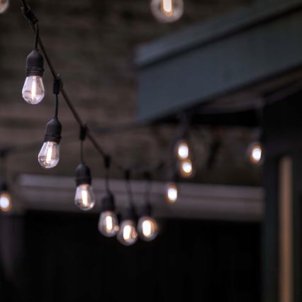 LED kültéri dekorációs füzér 10xE27/1W/230V 10,94 m IP44 fekete