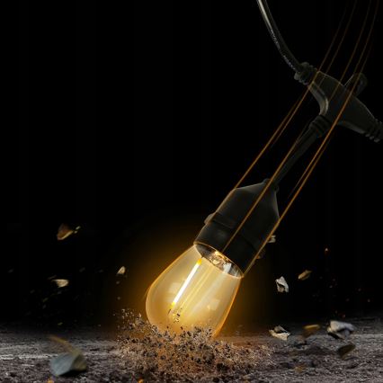 LED kültéri dekorációs füzér 10xE27/1W/230V 10,94 m IP44 fekete