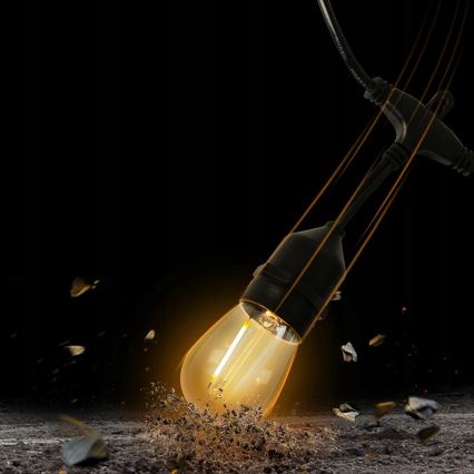 LED kültéri dekorációs füzér 15xE27/1W/230V 15,94 m IP44 fekete