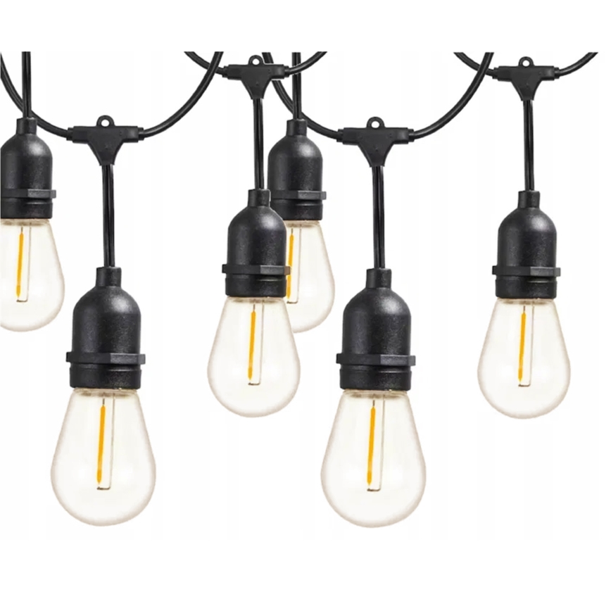 LED kültéri dekorációs füzér 15xE27/1W/230V 15,94 m IP44 fekete
