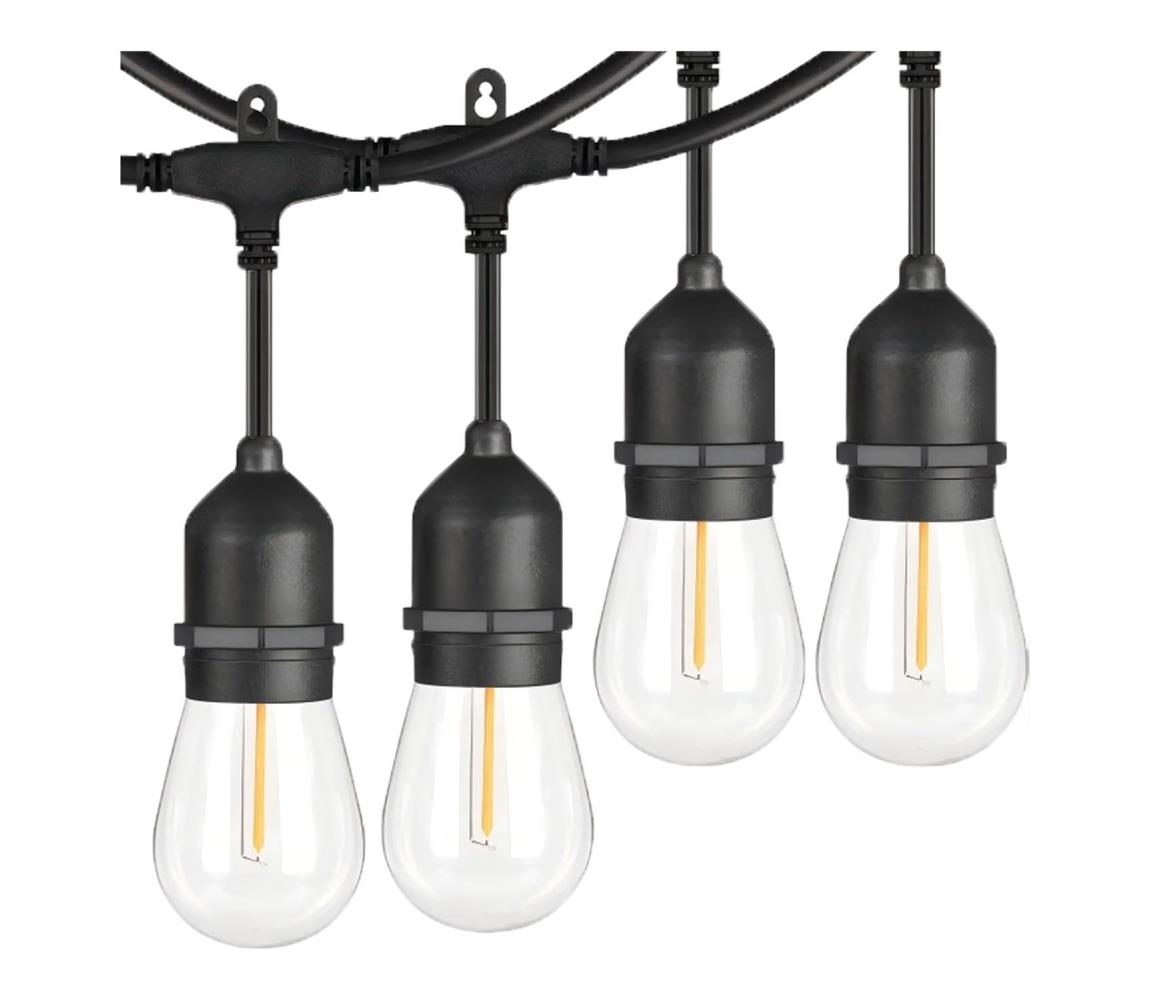 LED kültéri dekorációs lánc 15xE27/1W/230V 15 m IP65 fekete 5903271845842