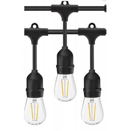 LED kültéri dekorációs lánc 20xE27/1W/230V 10 m IP65 fekete