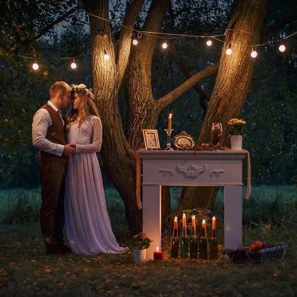 LED Kültéri dekorációs lánc 20xE27/1W/230V 20 m IP65 fekete