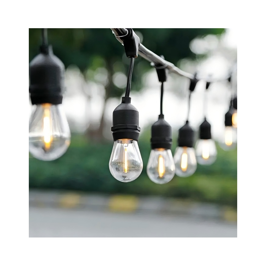 LED Kültéri dekorációs lánc 20xE27/1W/230V 20 m IP65 fekete