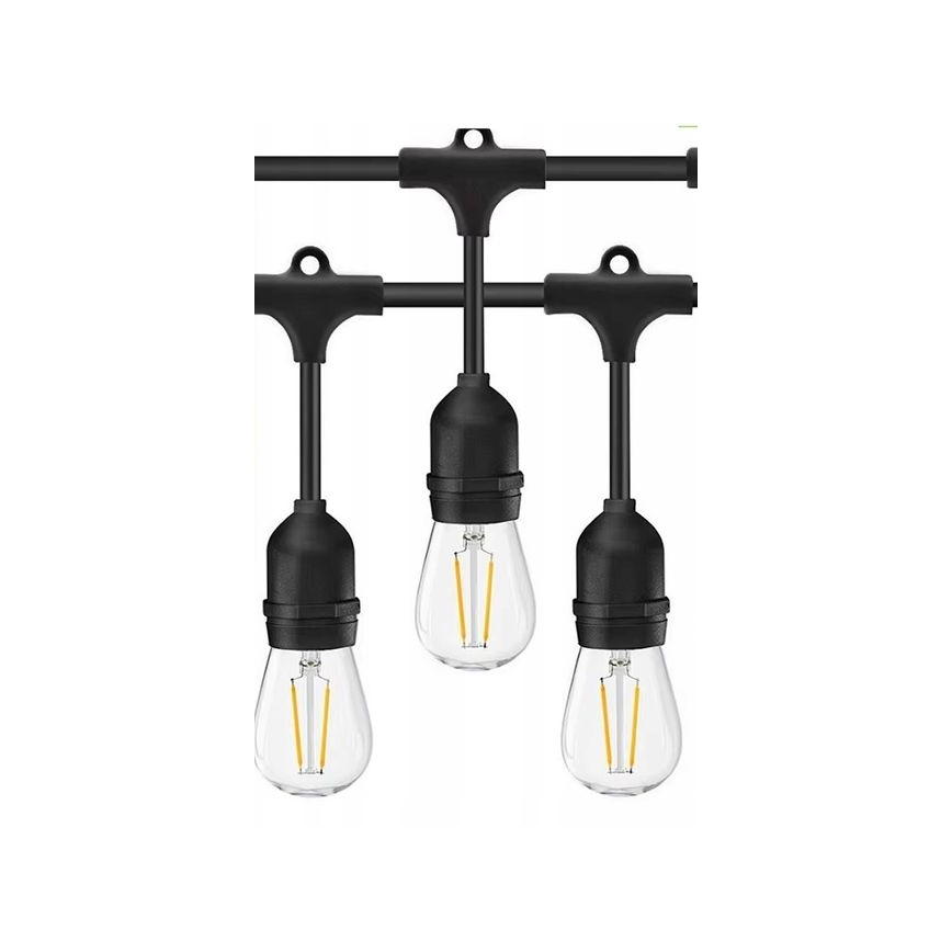 LED Kültéri dekorációs lánc 20xE27/1W/230V 20 m IP65 fekete