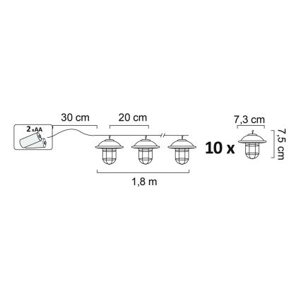 LED Kültéri dekorációs világítás LOFT 10xLED/2xAA