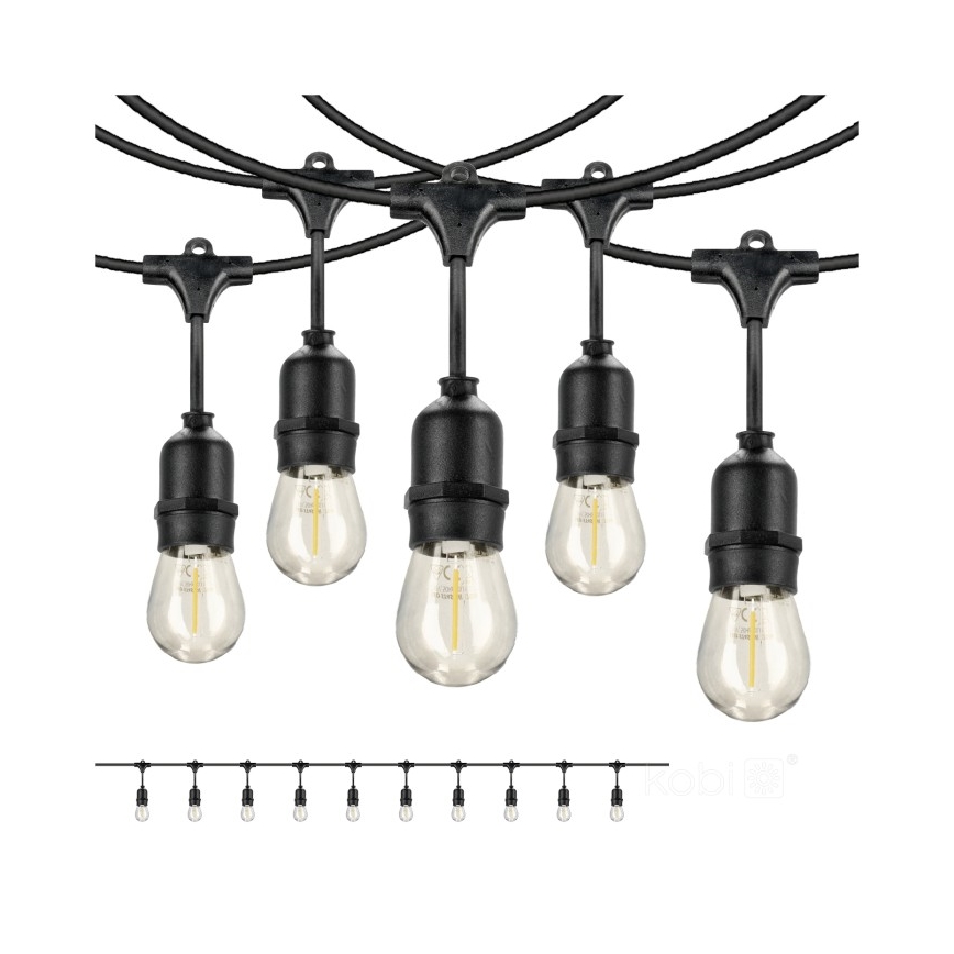 LED Kültéri dekoratív lánc BAJA ST64 10xE27/1W/230V 10,9m IP44 meleg fehér