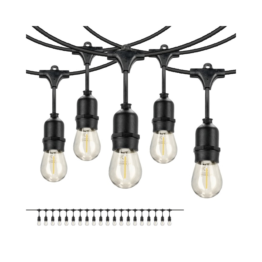 LED Kültéri dekoratív lánc BAJA ST64 20xE27/1W/230V 10,9m IP44 meleg fehér