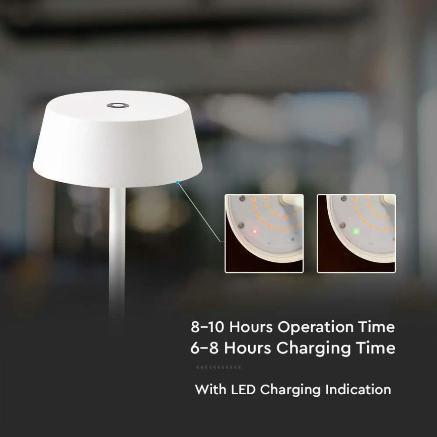 LED Kültéri dimmelhető érintős asztali lámpa LED/2W/5V 4400 mAh IP54 fehér