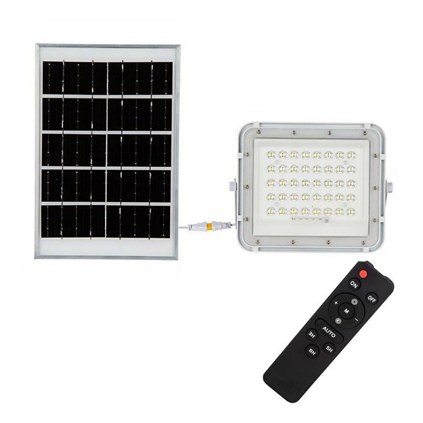 LED kültéri dimmelhető napelemes reflektor LED/10W/3,2V IP65 6400K 6000 mAh fehér + távirányítás
