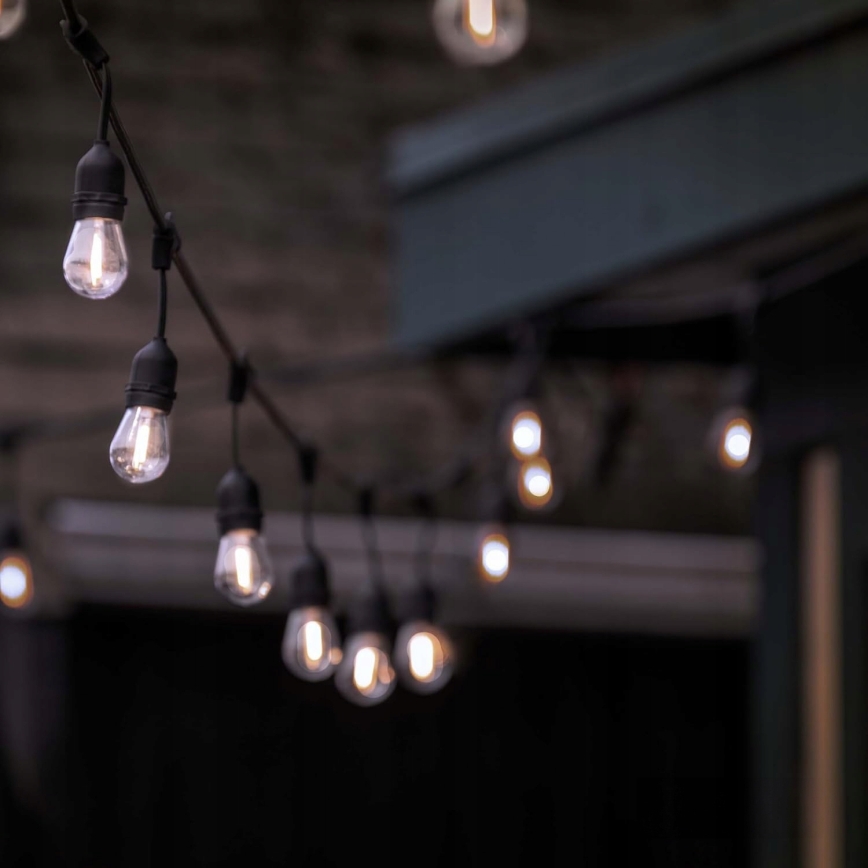 LED kültéri díszfüzér 10xE27/1W/230V 6,44 m IP44 fekete