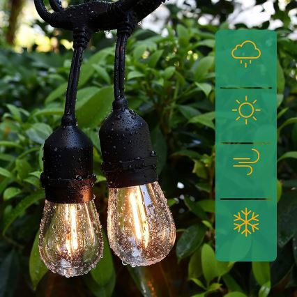 LED kültéri díszfüzér 10xE27/1W/230V 6,44 m IP44 fekete