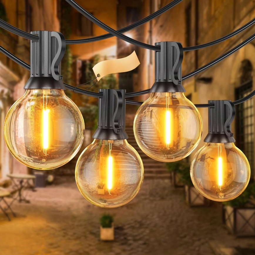 LED kültéri díszfüzér 36xE12/1W/230V 22,35 m IP65 fekete