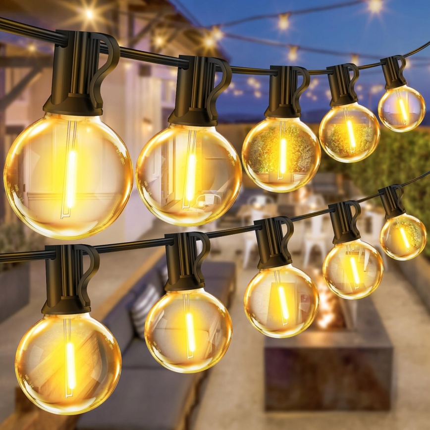 LED kültéri díszlánc 20xE12/1W/230V 20 m IP65 fekete
