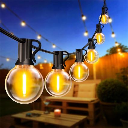 LED kültéri díszlánc 20xE12/1W/230V 20 m IP65 fekete