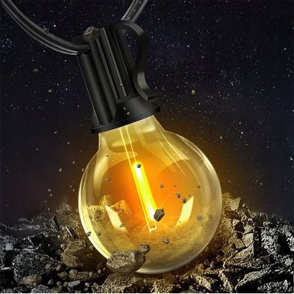 LED kültéri díszlánc 20xE12/1W/230V 20 m IP65 fekete