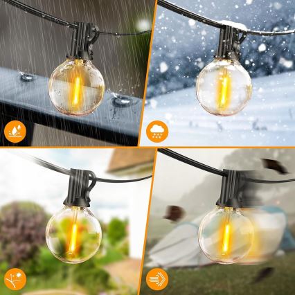 LED kültéri díszlánc 20xE12/1W/230V 20 m IP65 fekete