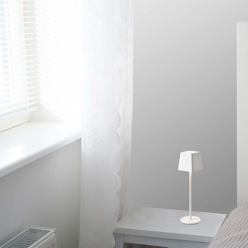 LED kültéri érintős, tölthető asztali lámpa, állítható fényerővel LED/2W/5V 4400 mAh IP54 fehér